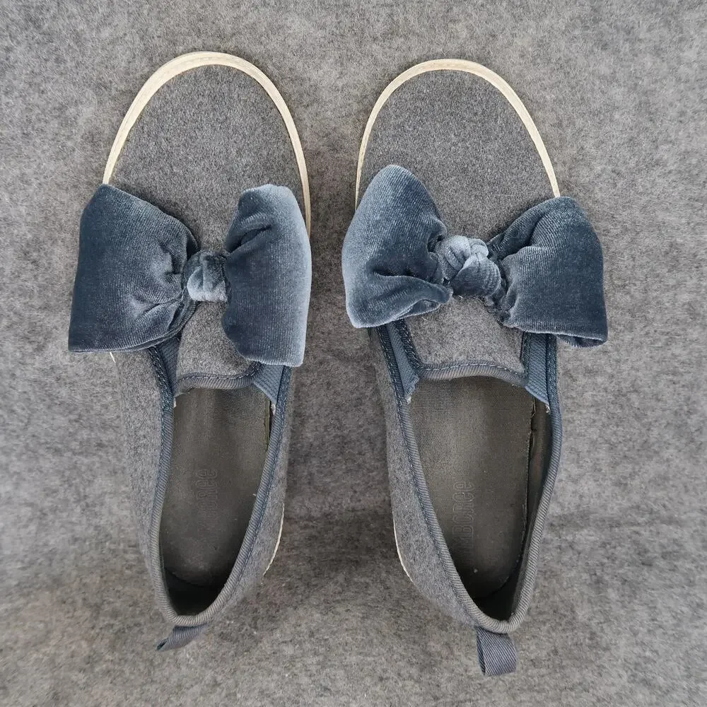 Gymboree Shoes Kids 4 Casual Sneakers Slip On Velvet Bow Fashion Lifestyle Grey